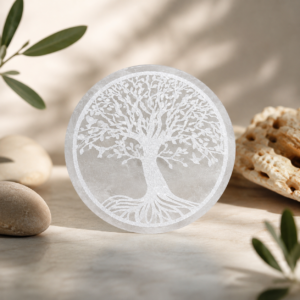 arbre de vie Plaque de Rechargement en Sélénite Naturelle | Motif Spirituel au Choix